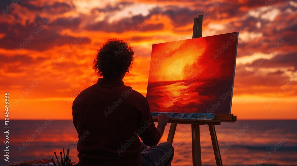 Obraz premium Painter at Sunset Canvas