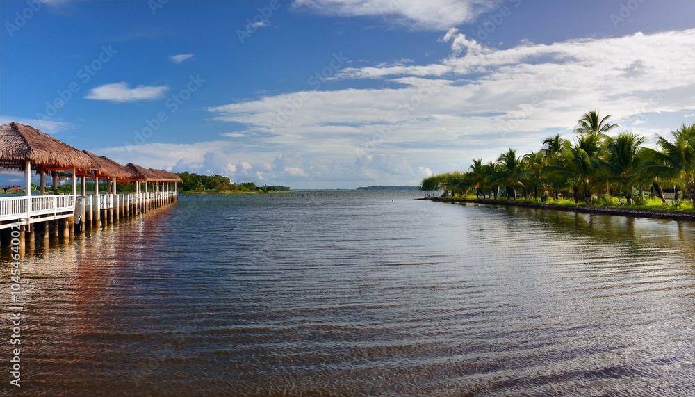 Fototapeta premium Waterfront promenade with river view