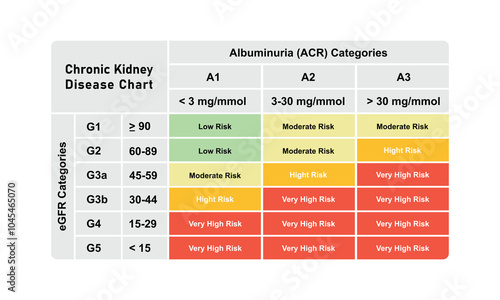 Chronic Kidney Disease (CKD) Stages Scientific Design. Vector Illustration.
