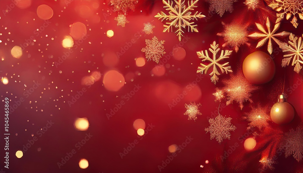 Golden snowflakes on a red background Golden snowflakes on a red background