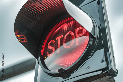 A red traffic light displaying 