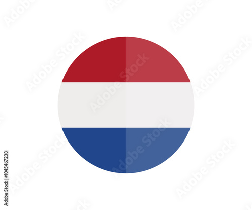 Netherlands flag circle icon. Rectangle Dutch flag illustration. Netherlands country flag is a symbol vector design and illustration. 

