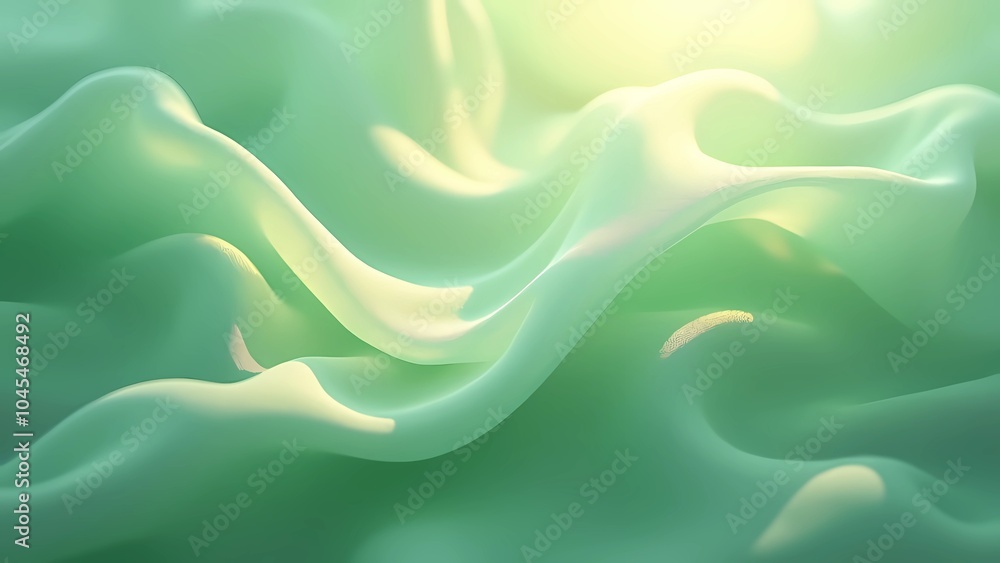 Obraz premium A rich green background highlighted by a stylish wave pattern, offering a modern and serene visual appeal. generative ai