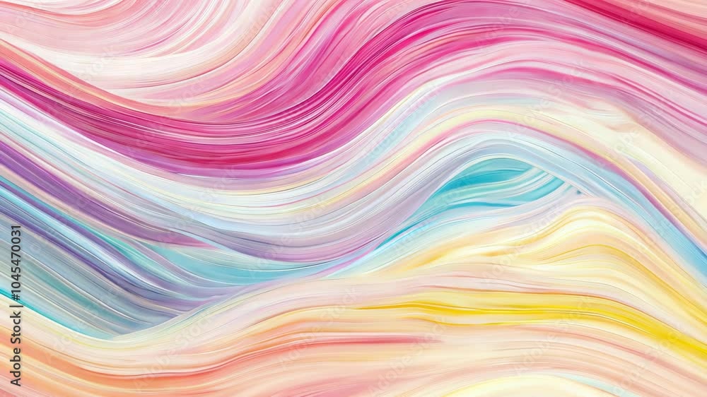 Abstract waves of pink, blue, and yellow swirl together in this artistic image Abstract waves of pink, blue, and yellow swirl together in this artistic image