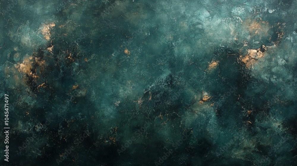 Obraz premium Abstract Teal Green and Gold Textured Background Vintage Grunge Wall Texture
