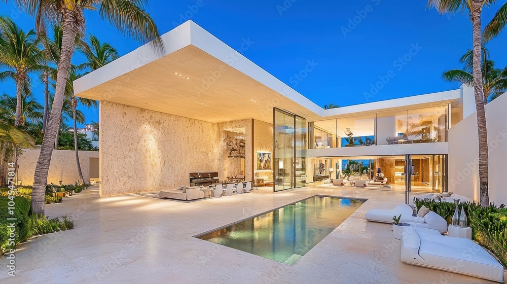 Fototapeta premium Stunning Luxury Modern Villa with Infinity Pool and Scenic Ocean View