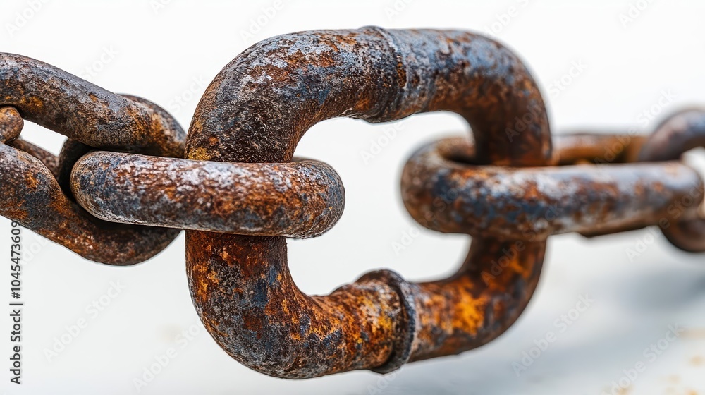 closeup of an old rusty padlock secured on a massive chain contrasting against a pure white background symbolizing security history and the passage of time in a minimalist composition closeup of an old rusty padlock secured on a massive chain contrasting against a pure white background symbolizing security history and the passage of time in a minimalist composition