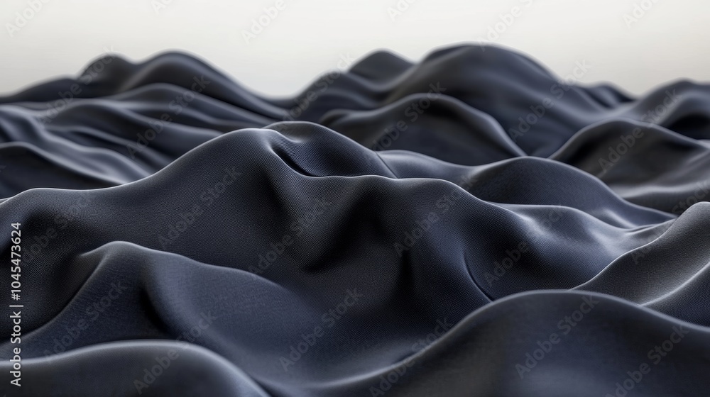 Fototapeta premium Abstract Wavy Texture Dark Grey Fabric Background
