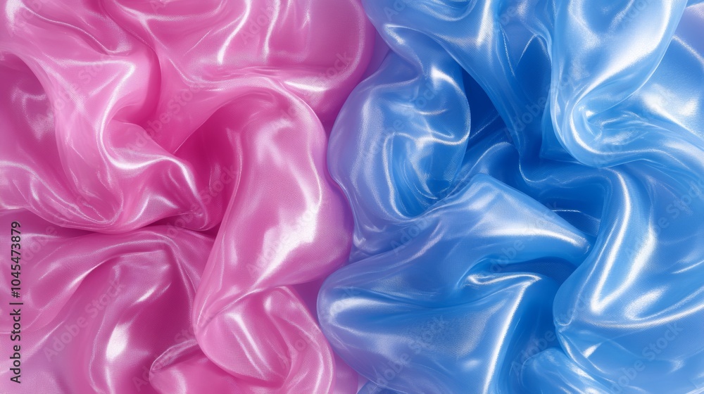 Fototapeta premium Pink and Blue Silk Fabric Texture Background