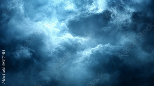 Dramatic Blue Sky with Fluffy Clouds Stormy Weather Background