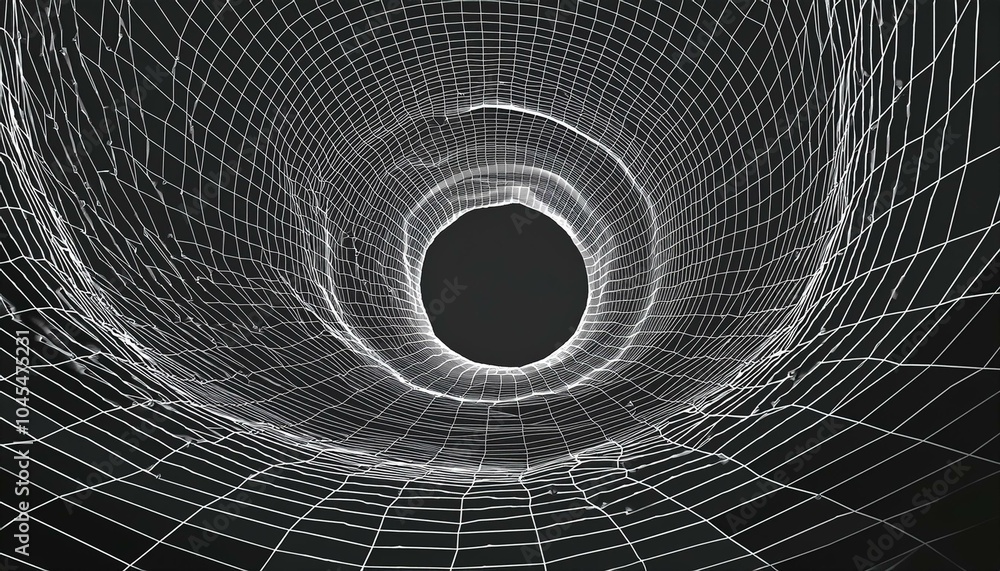 Fototapeta premium Tunnel or wormhole. Digital wireframe tunnel