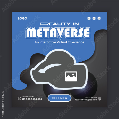 Metaverse vr 3d gaming glasses social media post template