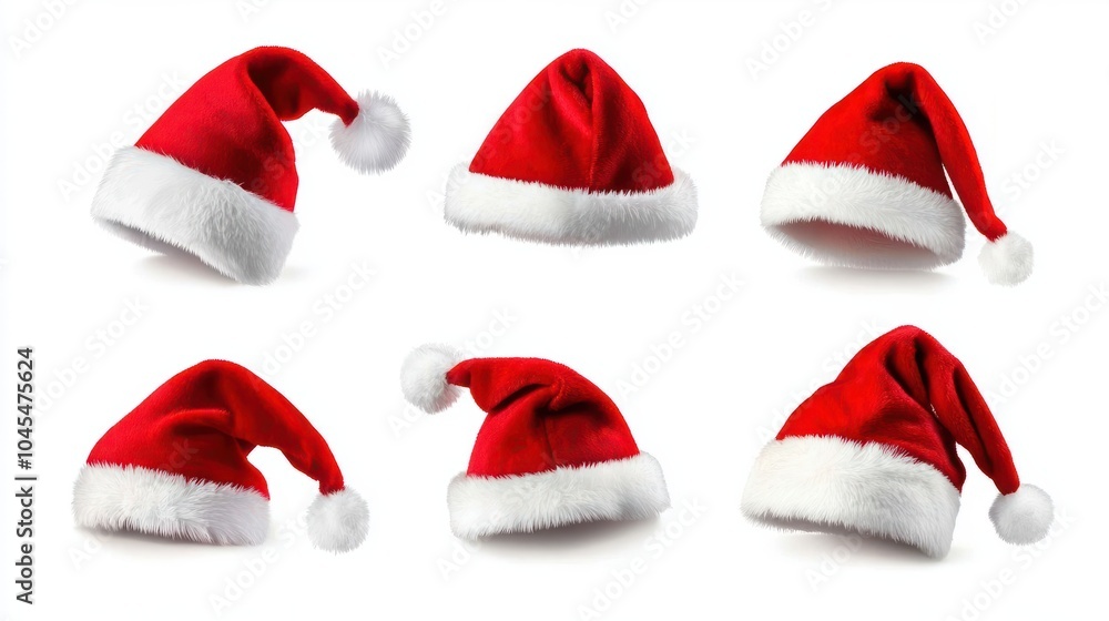 isolated santa hat collection on white isolated santa hat collection on white