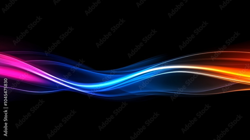 Abstract Blue and Orange Glowing Wave on Black Background Abstract Blue and Orange Glowing Wave on Black Background
