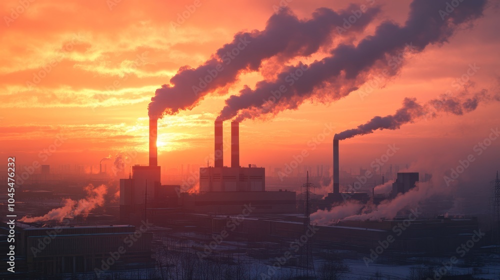 Coal power plant with smoke rising from chimneys, showing the industrial roots of energy generation. Coal power plant with smoke rising from chimneys, showing the industrial roots of energy generation.