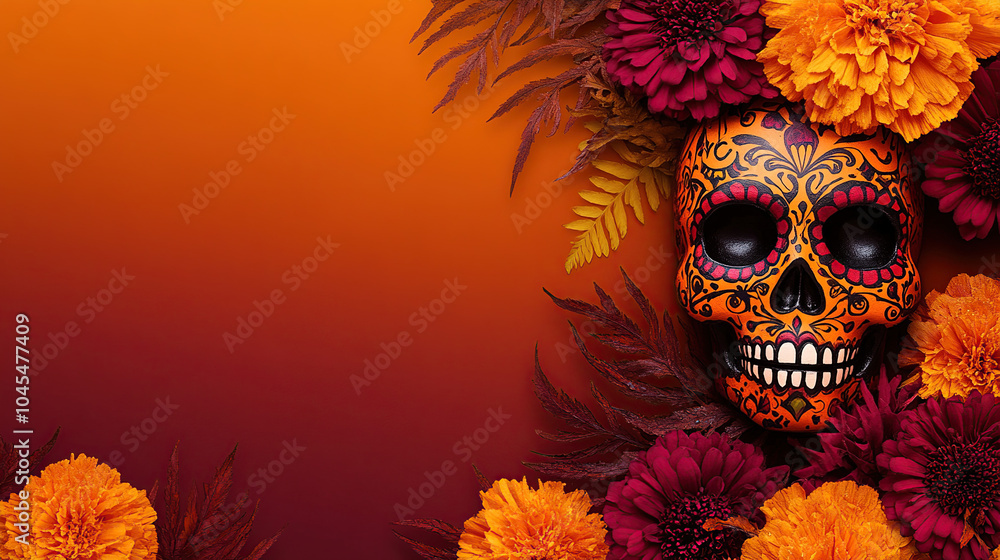 Day of the Dead themed presentation, leaving space for text Day of the Dead themed presentation, leaving space for text