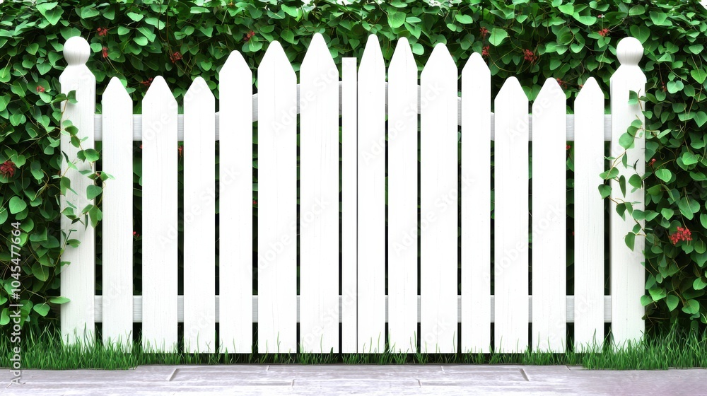 Charming Wooden Garden Gate Framed by Lush Ivy Covered Fence and Verdant Foliage Charming Wooden Garden Gate Framed by Lush Ivy Covered Fence and Verdant Foliage
