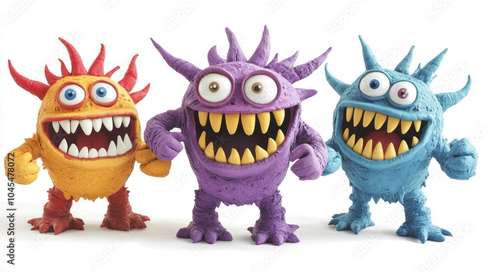 Fototapeta premium Colorful Goofy Monsters in Playful Poses