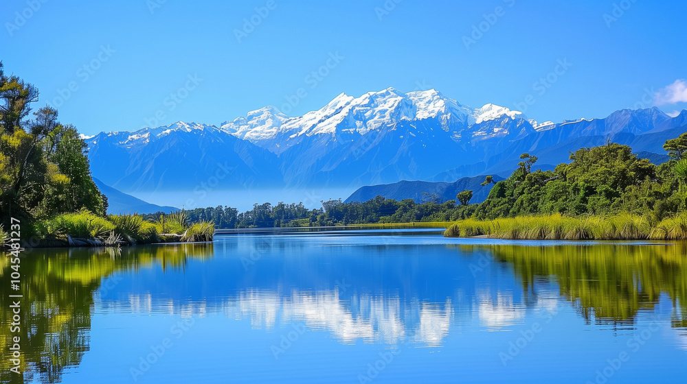 A stunning view of the snow-capped Mount , reflecting on the calm waters with a blue sky and clouds above. The majestic mountain stands tall against the backdrop of serene landscapes. A stunning view of the snow-capped Mount , reflecting on the calm waters with a blue sky and clouds above. The majestic mountain stands tall against the backdrop of serene landscapes.