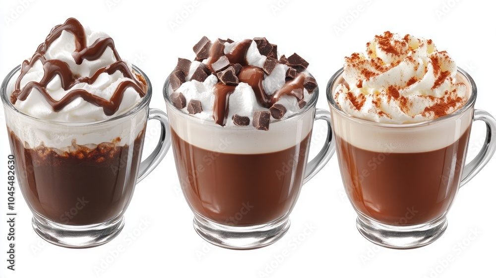 Steaming Cups of Hot Chocolate with Toppings Steaming Cups of Hot Chocolate with Toppings