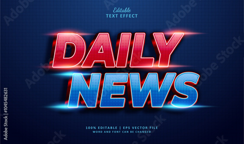 Daily News Editable Text Effect Style 3d Motion Picture Neon Shiny