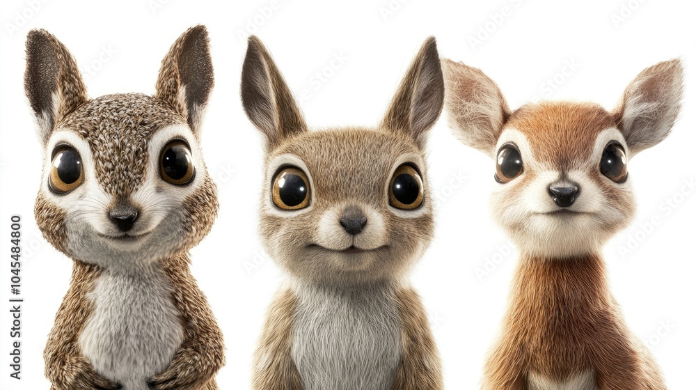 Mischievous Cartoon Animals Close-Up Portraits Mischievous Cartoon Animals Close-Up Portraits