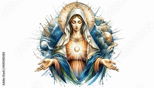 Mary as Our Lady of Good Counsel Illustrate her guidance and wisdom in watercolor illustration photo