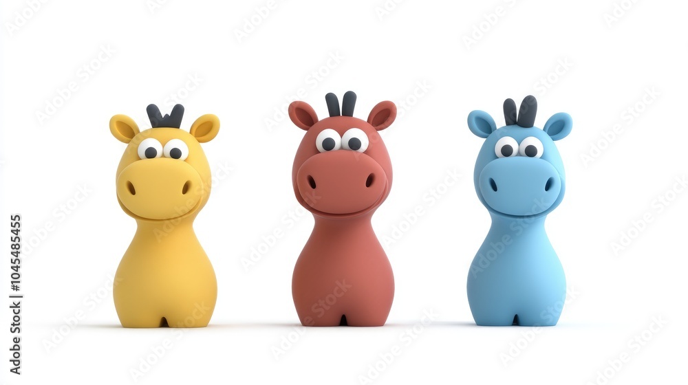 Naklejka premium Colorful 3D Cartoon Animals in Playful Design