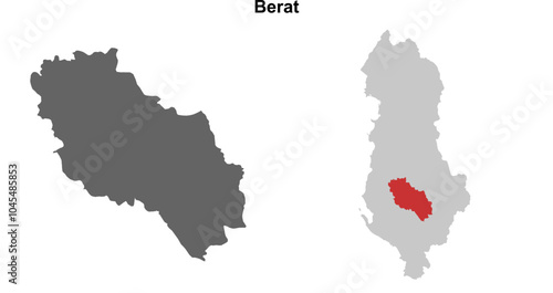 Berat county blank outline map set