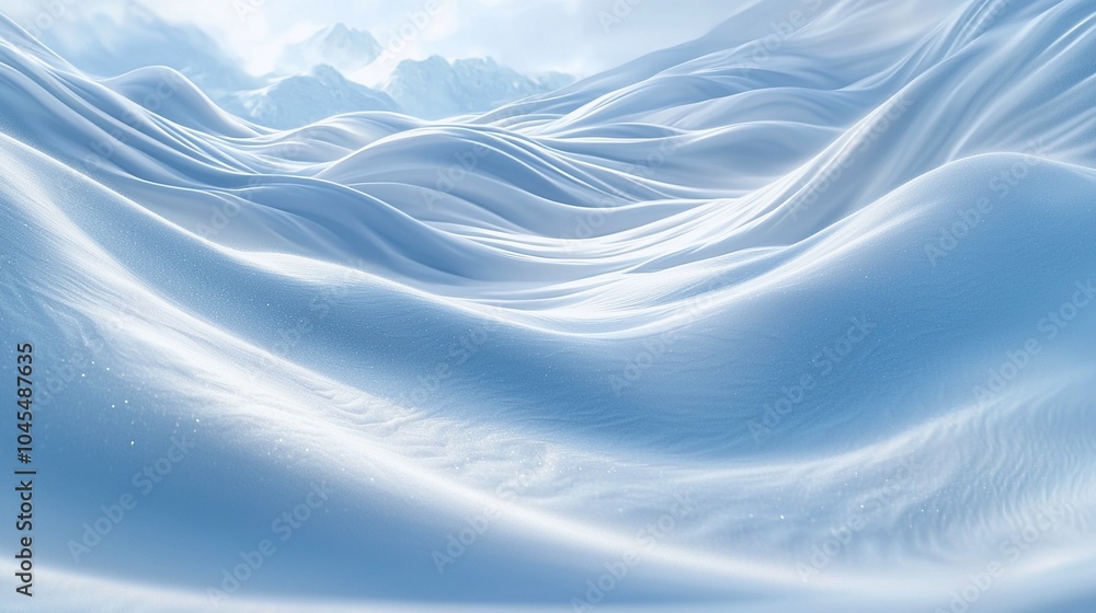 Fototapeta premium Ethereal Snow Landscape: Smooth Textures and Gentle Curves in Winter Scenery