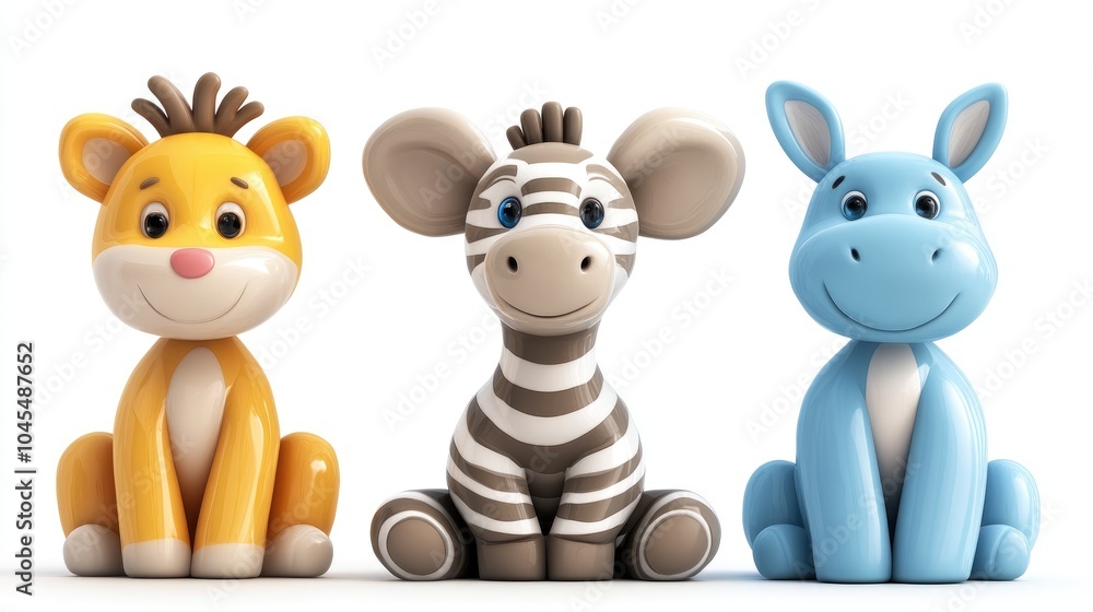 Obraz premium Trio of Cute 3D Animated Cartoon Animals