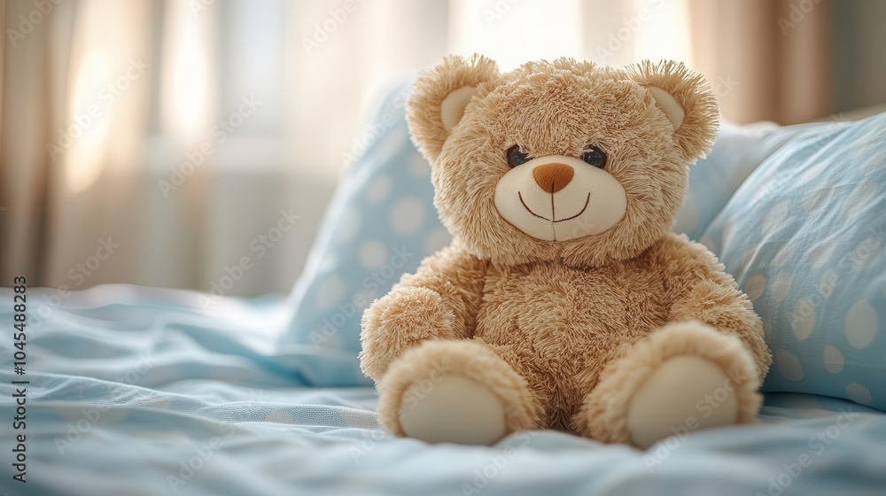 cute teddy bear toy sitting on a patient bed in a hospital room symbolizing comfort and care in healthcare settings creating a warm and nurturing atmosphere for young patients cute teddy bear toy sitting on a patient bed in a hospital room symbolizing comfort and care in healthcare settings creating a warm and nurturing atmosphere for young patients