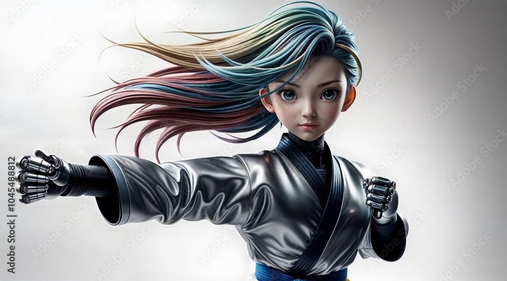 colorful 3d robot girl with expressive personality colorful 3d robot girl with expressive personality