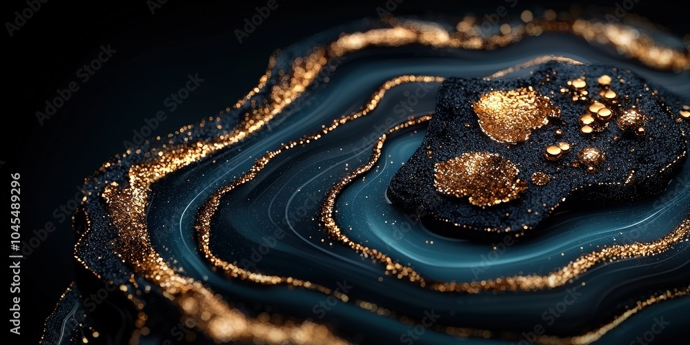 Abstract Liquid Gold and Blue Swirling Pattern Luxury Background 3D Render Abstract Liquid Gold and Blue Swirling Pattern Luxury Background 3D Render