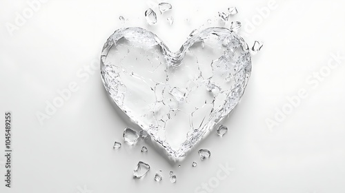 Shattered Heart Shape on Isolated White Background