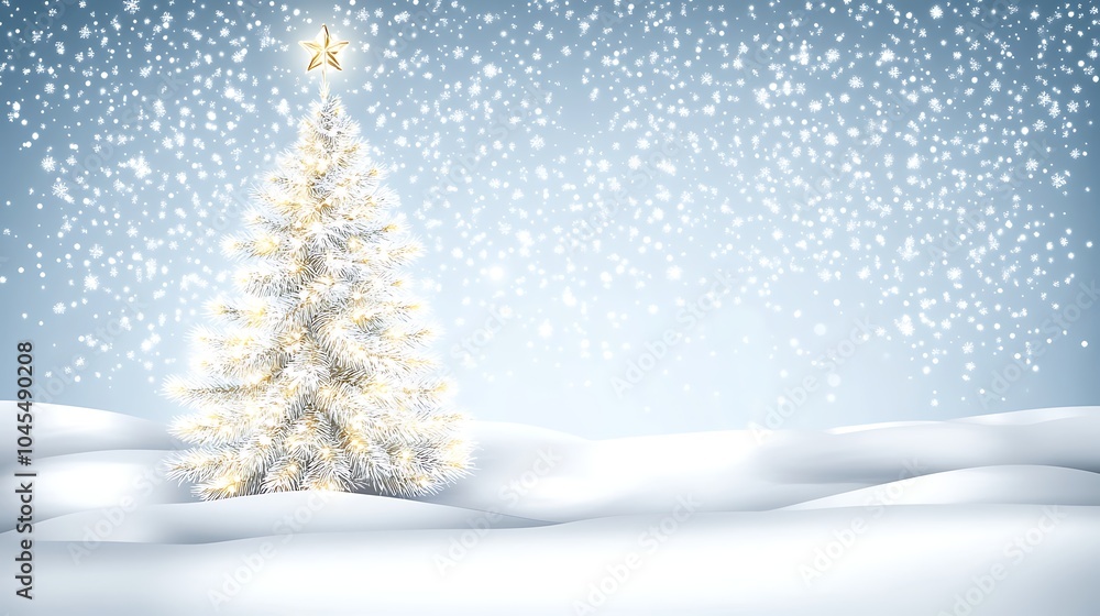 Sparkling Christmas Tree in Snowy Landscape Sparkling Christmas Tree in Snowy Landscape