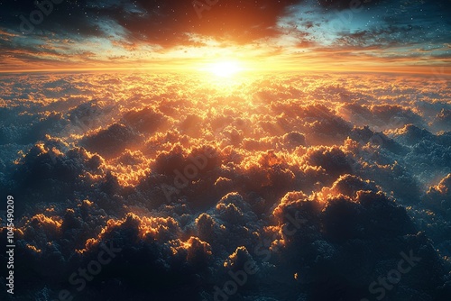 A Golden Sunset Over a Sea of Clouds