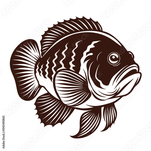 Oscar Fish vector silhouette illustration Isolated white background.