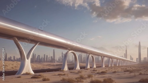 Hyperloop infrastructure connecting futuristic cities with ultra-fast, sustainable transportation systems. #1045492284