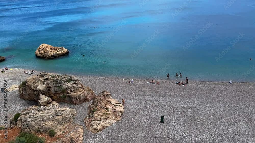 An aerial panoramic view of Antalya in Turkey, Konyaalti Plaj beach and sea An aerial panoramic view of Antalya in Turkey, Konyaalti Plaj beach and sea