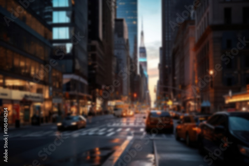 Blurred city at dusk backdrop