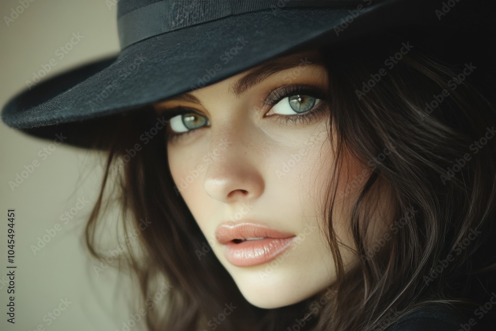 Elegant Woman in Black Hat Elegant Woman in Black Hat