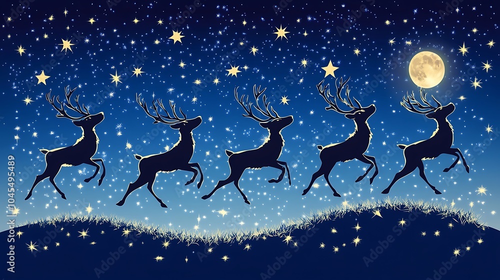 Reindeer Silhouette Against Twilight Sky Reindeer Silhouette Against Twilight Sky