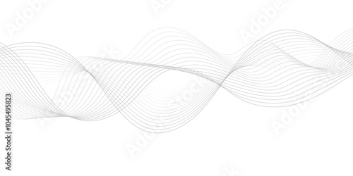 Abstract wave blend lines on transparent background. Design for banner, wallpaper, background and many more. Undulate Grey Wave Swirl, frequency sound wave, twisted curve lines with blend effect. 