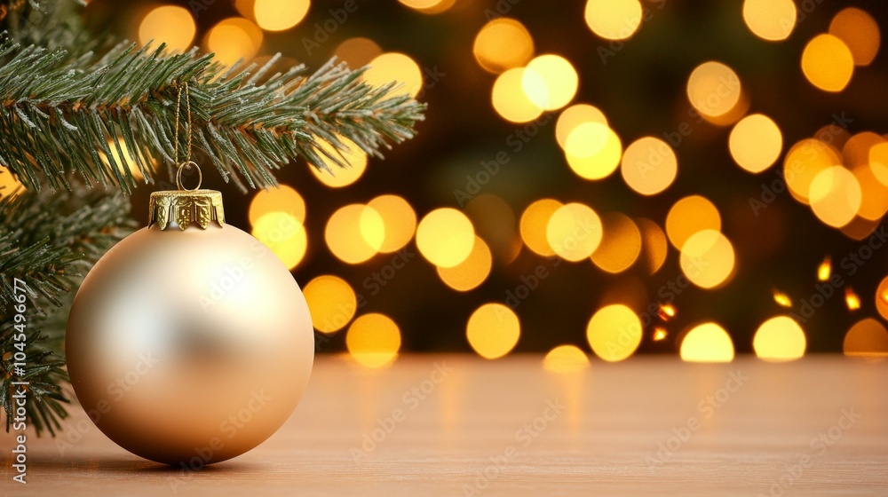 Holiday tree adorned with golden ornament Holiday tree adorned with golden ornament