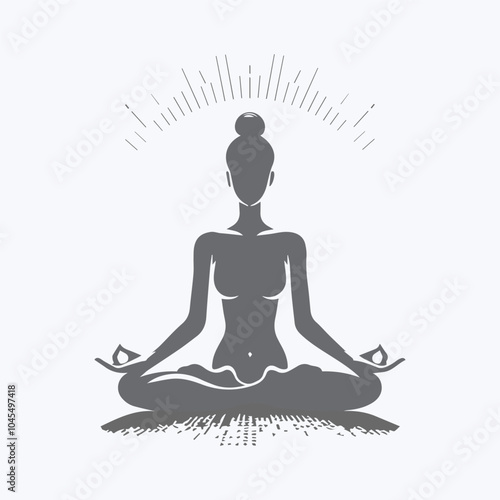 Yoga silhouette. Meditating woman in lotus position. Vector illustration.