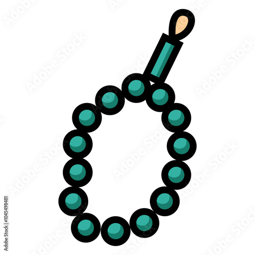 Green prayer beads on white background