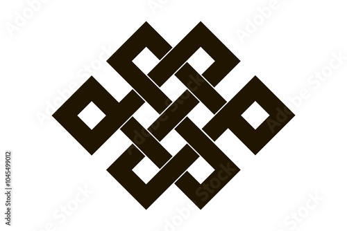 Asian knot or eternal knot. Black sign. Tradition Chinese, Tibetian knot