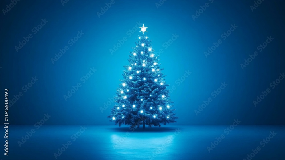Festive Christmas tree adorned with glowing lights Festive Christmas tree adorned with glowing lights