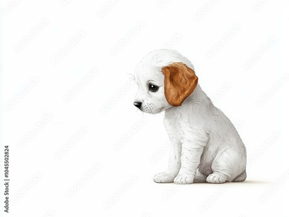 Cute puppy with a toy dog, white isolate background Cute puppy with a toy dog, white isolate background